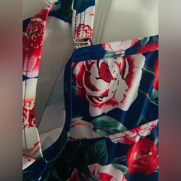 Tutorutor Womens XXL Peplum Bikini Tummy Control Two Piece Floral Retro Swimsuit - Picture 8 of 12